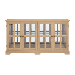 English Elm Led Antique Display Cabinet With Adjustable Shelves, 4 Glass Doors & Smart Led Lighting For Collectibles W2275P231689