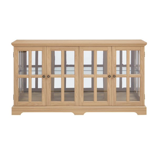 English Elm Led Antique Display Cabinet With Adjustable Shelves, 4 Glass Doors & Smart Led Lighting For Collectibles W2275P231689