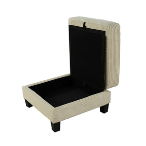 English Elm Contemporary Square Storage Ottoman with Wooden Legs — Modern Multifunctional Accent for Living Rooms Beige 32 L x 32 W x 10 H B2741P391808