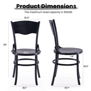 English Elm Rustic Solid Wood Dining Chairs Set of 2 in Black — Farmhouse Mid-Century Style, Solid Wood, Fully Assembled, Elegant and Durable (37"H) T3623P408532