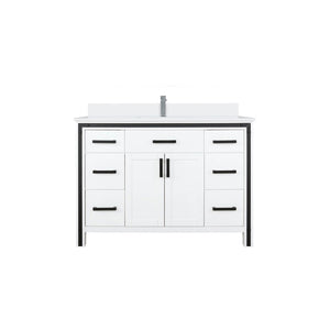 English Elm White Bath Vanity With 48" Quartz Top, Soft-Close Storage, And Faucet Set For A Timeless Upgrade B2731P260601-GIGA