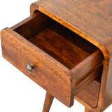 English Elm Solid Wood Mini Chestnut Curved Nightstand