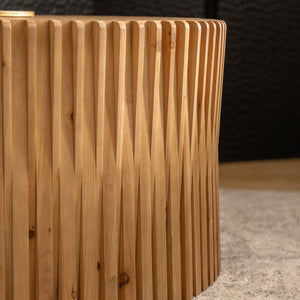 English Elm Vintage Cylindrical Nesting Coffee Table Set, Textured Embossed Wood Accent Tables for Living Room Natural W757P195740