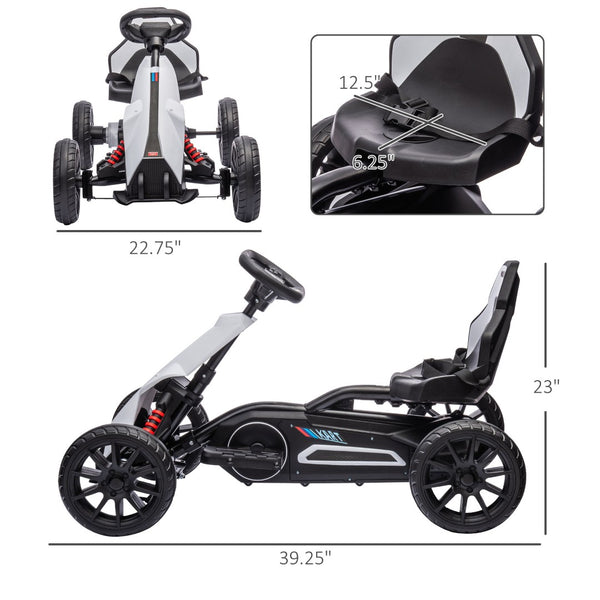 English Elm Aosom Kids Pedal Go Kart Sporty Ride on with Adjustable Seat and Eva Wheels W2225P229685
