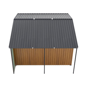 English Elm 10x12 Ft Galvanized Steel Outdoor Shed Dual Zone Lockable Sliding Doors Backyard Storage Yellow W1598S00033