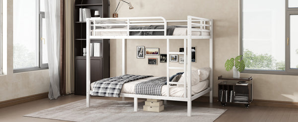 English Elm Metal Full over Full Bunk Bed Sturdy Steel Frame for Teens & Adults, Space-Saving, Noise-Reduced Design W1580P329015