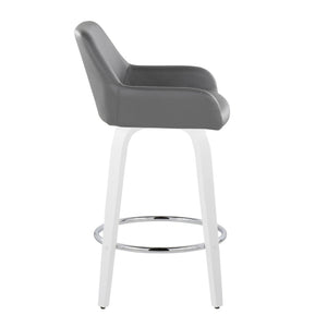 English Elm Fixed-height Swivel Counter Stools with Faux Leather Seats and Chrome Footrest Set of 2 Grey B202S01816