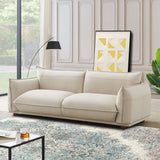 English Elm Ashcroft Furniture - Emma Mid Century Modern Luxury Cream Leather Sofa