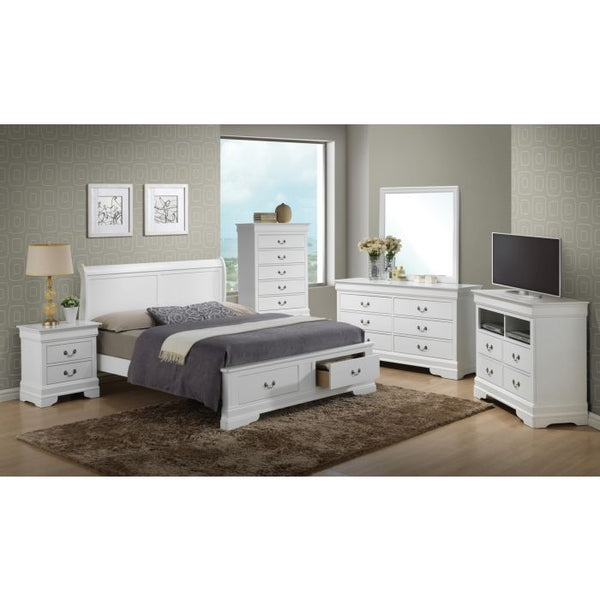 English Elm Classic Twin Storage Bed with Hidden Drawers in Elegant White – Durable Particleboard, Space-Saving Design B078S00381