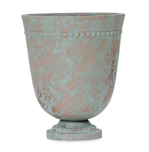 English Elm Polyresin Outdoor Garden Urn with Roman Column Base Antique European Terrace Planter N772P450054G