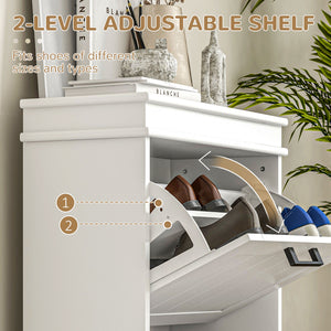 English Elm Homcom Modern Shoe Cabinet With Adjustable Shelves, 2 Flip Drawers & Space-Saving Design For 10 Pairs W2225P229387