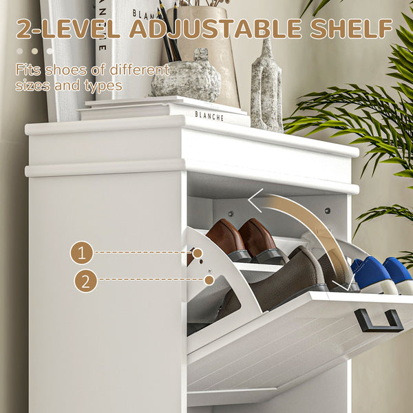 English Elm Homcom Modern Shoe Cabinet With Adjustable Shelves, 2 Flip Drawers & Space-Saving Design For 10 Pairs W2225P229387