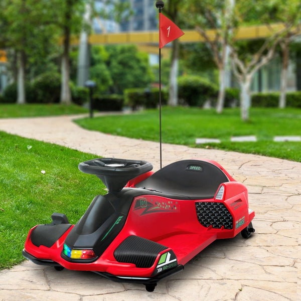 English Elm Aosom Kids Battery Powered Drift Kart with Led Lights Music and Slow Start Feature W2225P217181