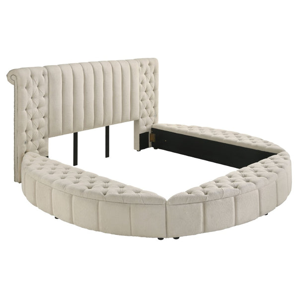 English Elm Santiago Bouclé Upholstered Eastern King Bed with Channeled Headboard and Usb Charging B062S01768