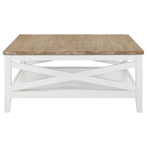 English Elm Evanston Wire-brushed Ash Veneer Square Coffee Table with Open Shelf Farmhouse Design B062P441455