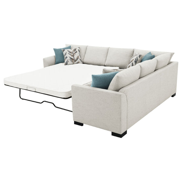 English Elm Radison Greige Fabric Sleeper Sectional with Hidden Pull-out Bed for Living Rooms B062S01405