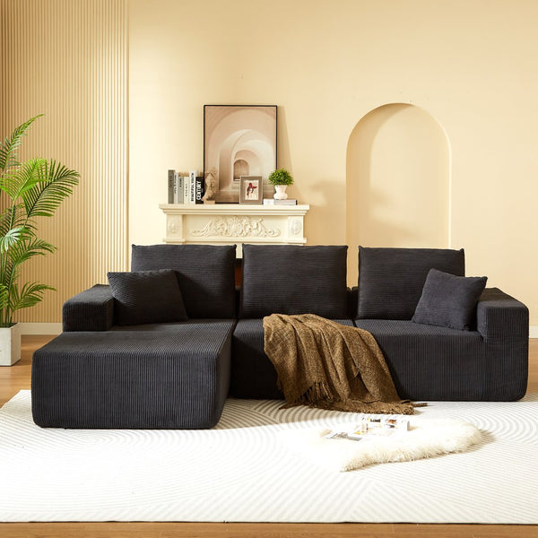 English Elm Modular Sectional Sofa With Chaise - Luxurious Cloud Couch For Living Room, Office & Bedroom Use W3434S00001