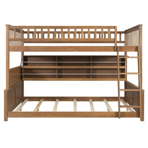 English Elm Full Xl Over Queen Bunk Bed Pinewood Frame with Led Lights Shelving Pegboard Brown LT000279AAP