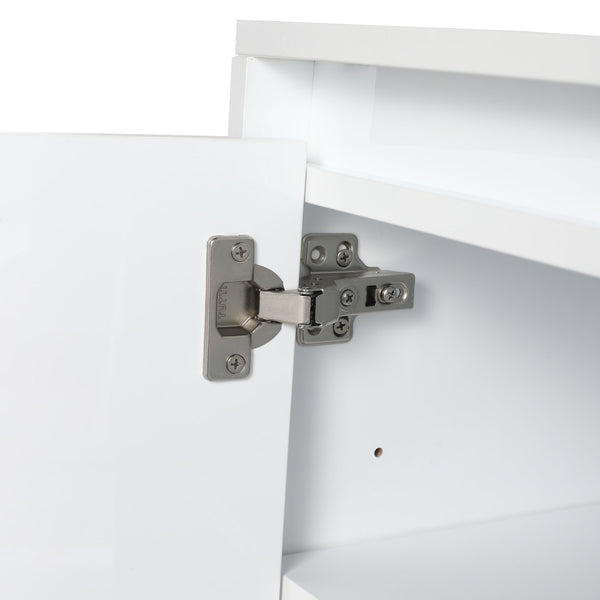 English Elm 12" Bathroom Side Cabinet - Wall-Mounted, Glossy White Finish, Soft-Close Doors, Space Saver Design W999P312082