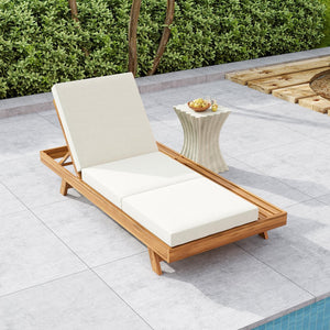 English Elm Christopher Knight Home® - Lounge Chaise Set - Adjustable Acacia Wood Frame With Cream Cushion, Perfect For Outdoor Relaxation N770P253442T_N770P208317C