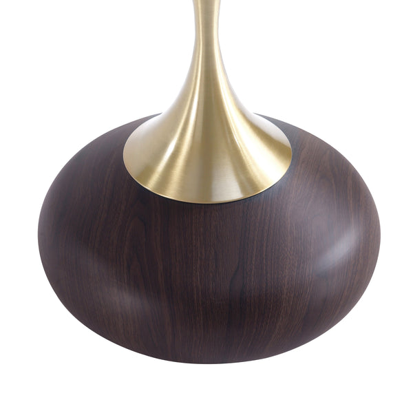 English Elm Patchin Round End Table Brown and Gold Stainless Steel Top Wood-Look Base Modern Accent 23" H B365P398077
