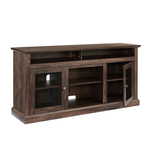 English Elm Modern TV Stand 60" Brown Entertainment Center for TVs up to 65" with Glass Doors, 3 Adjustable Shelves, Cable Management and Durable MDF Construction W2275P210030
