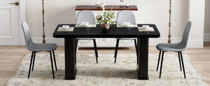 English Elm Table Set: Modern Black Wood Dining Table & 4 Light Gray High-Resilience Chairs For Comfort & Style W1151S04316-GIGA