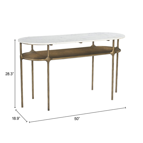 Zuo Modern Bild Console Table: Elegant White Marble & Brass Accents For Modern Living Spaces & Entryways White Natural Marble,Iron 110596-zuo-modern