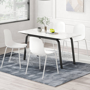 English Elm Modern Plastic Stackable Dining Chair Set of 4 with Ergonomic Seats, Sturdy Metal Legs, Easy Assembly for Home and Patio White T3623P380685