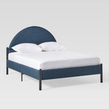 Queen Metal and Upholstered Bed with Arched Headboard Blue GASB5CBU Walker Edison