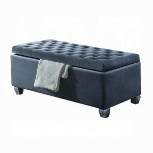English Elm Rebekah Velvet Storage Bench Gray — Button-Tufted Backless Upholstered Seat, Eucalyptus Frame, 300lb Capacity B2726P345221