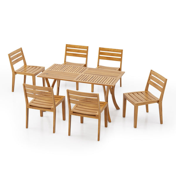 English Elm Christopher Knight Home® - Outdoor 7-Piece Acacia Wood Dining Set With Rectangular Table & Comfortable Chairs For Patios N773P198003T6_57488.00
