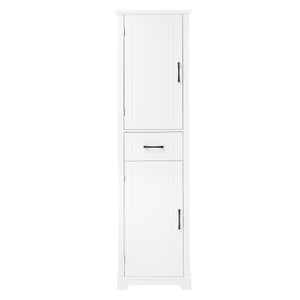 English Elm Tall Bathroom Storage Cabinet with Slim Profile, Adjustable Shelves, Anti-Tip Safety & Painted MDF Finish White N725P246463K
