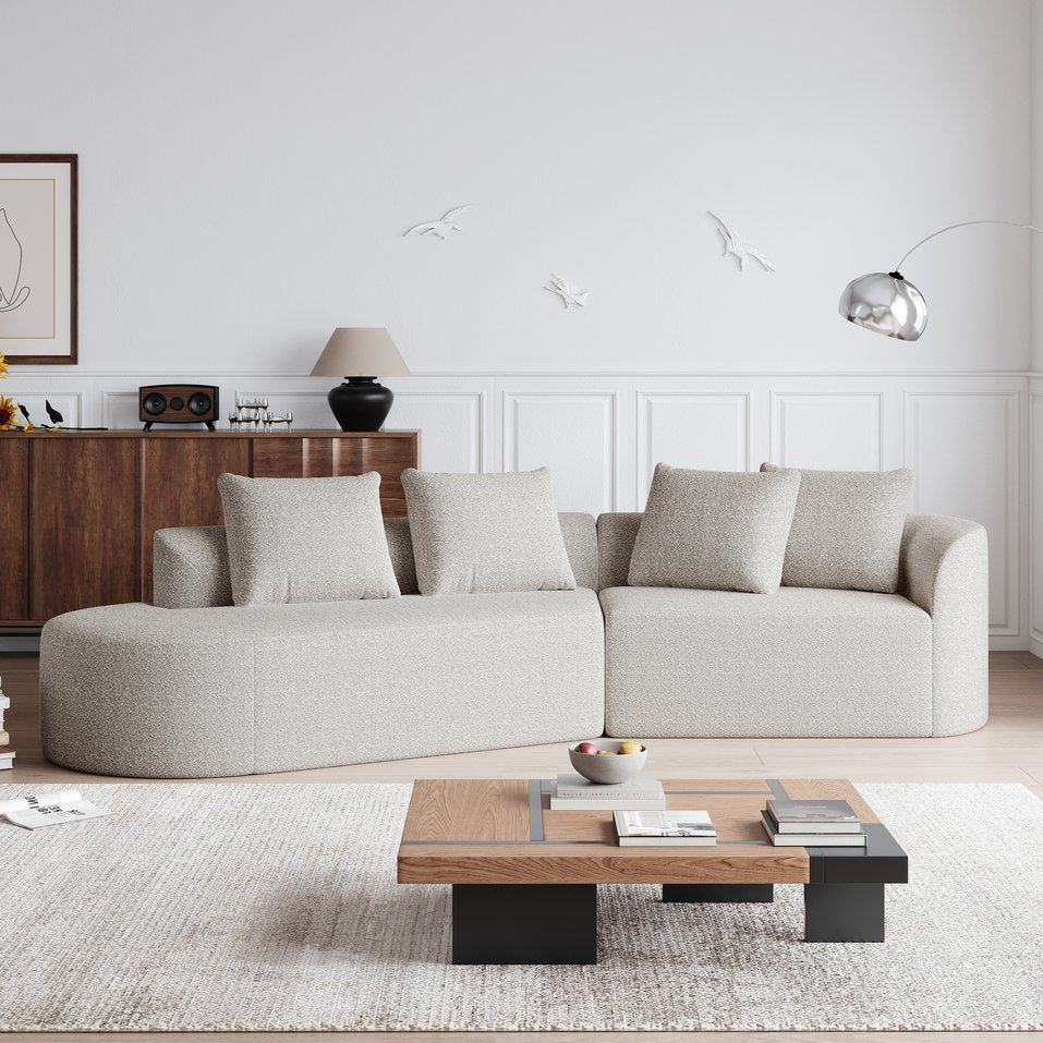 English Elm Modern Oversized Sectional Sofa - 112-Inch Curved Cloud Couch With 4 Pillows For Ultimate Comfort W834P323314