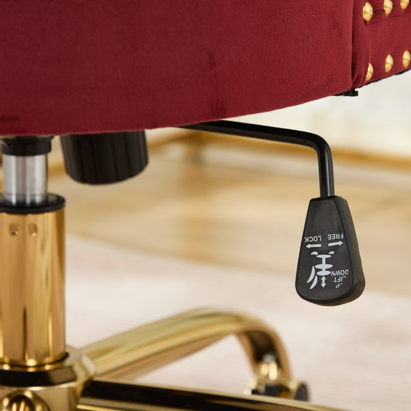 English Elm A&A Tufted Chenille Office Chair with Gold Chrome Base, Plush High-Rebound Cushion for Comfort WINE RED W1143P369093