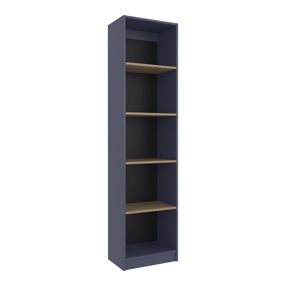 English Elm Home Xs 5-Tier Slim Bookcase in Blue - Space-Saving Particle Board Shelves for Living Room Decor B070P378355