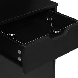 English Elm 69.29" Modern Buffet Cabinet with Cable Hole Cover, Mobile Kitchen Cart, Adjustable Shelves & Rattan Doors, Black W688S00054