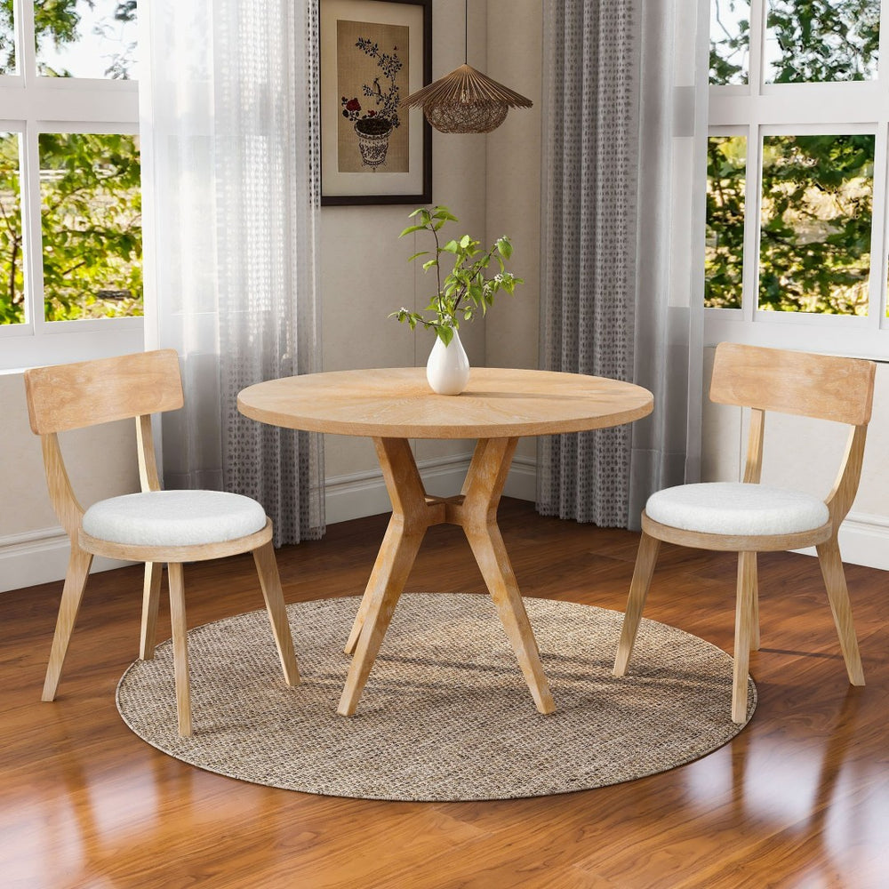English Elm Set Of 2 Modern Upholstered Dining Chairs In Beige, Durable Rubberwood Frame For Stylish Comfort N842P315186N-GIGA