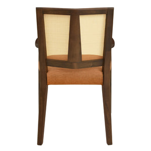 English Elm Christopher Knight Home® - ARM Mid-Century Dining Chair with Rattan Back & Upholstered Foam Seat, Solid Rubberwood Frame Caramel,Walnut N771P254005W