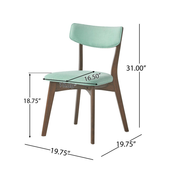 English Elm Caleb Mid-century Upholstered Dining Chair Set of Four with Tapered Oak Legs Mint,Walnut N768P282333M
