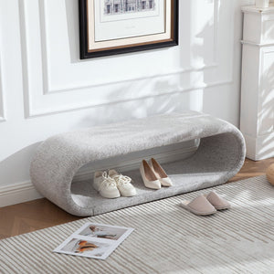 English Elm 52.17"wide Chenille Upholstered Storage Bench Soft Foam Seat Iron Wood Frame Entryway Light Brown W3189P422400