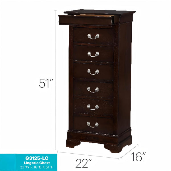 English Elm Louis Elegant Curved-Molding Chest with Carved Base, Dovetail Drawers for Smooth, Space-Saving Storage Cappuccino 53 L x 24 W x 19 H B078118376