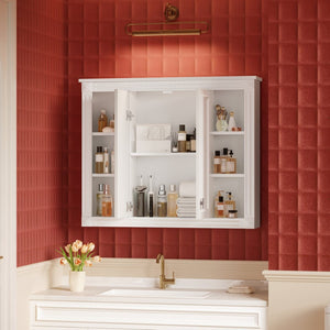 English Elm 36'' Wall Mounted Bathroom Cabinet White Wood Soft Close Double Door Storage N710P358584K