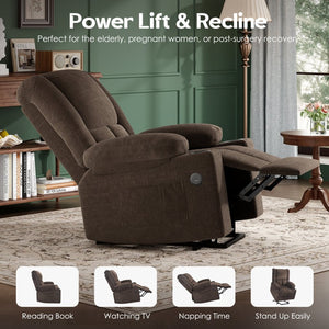 English Elm Power Lift Recliner Chair With Massage, Heat Therapy, Usb Ports & Cup Holders For Ultimate Comfort P2 T3623P380493-GIGA