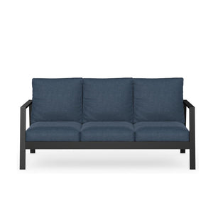 English Elm 4-piece Outdoor Conversation Set with Powder-coated Aluminum Frame and Plush Deep Cushions Black+Blue B082S00101