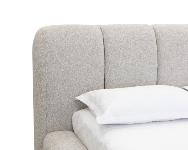 Sunpan OLENA Bed - Plush Modern Design in Meg Ash Fabric with Elegant Channeling and Easy Setup Features Taupe 112528