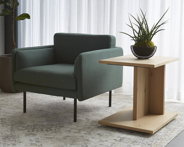 Sunpan Madsen Rustic Oak Side Table - Handcrafted End Table with Natural Variations for Unique Charm