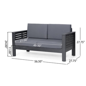 English Elm Christopher Knight Home® - Acacia Outdoor Loveseat and Chat Set with Water-Resistant Cushions, Shutter Slat Design, Dark Gray 70692.00DGRY-2_70844.00DGRY