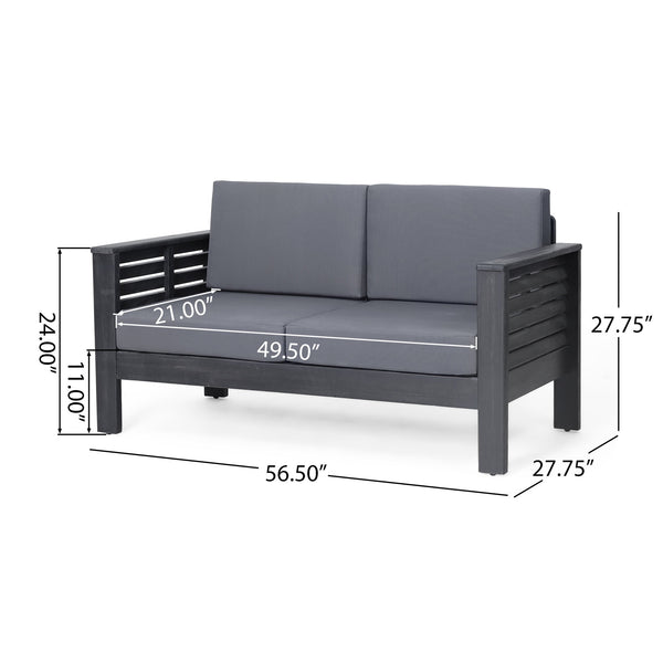 English Elm Christopher Knight Home® - Acacia Outdoor Loveseat & Coffee Table Set with Water-Resistant Cushions, Slat Paneling, Dark Gray 70844.00DGRY