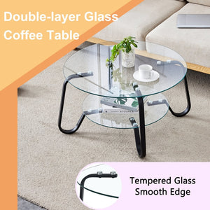 English Elm New Retro Minimalist Square Coffee Table Metal Frame Dual Tempered Glass Tiers W3226P295268